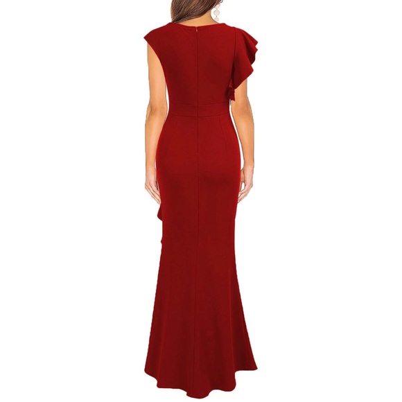 NWT WOOSEA M red Women's Split Bodycon Mermaid Evening Cocktail Long Dress - Picture 2 of 9